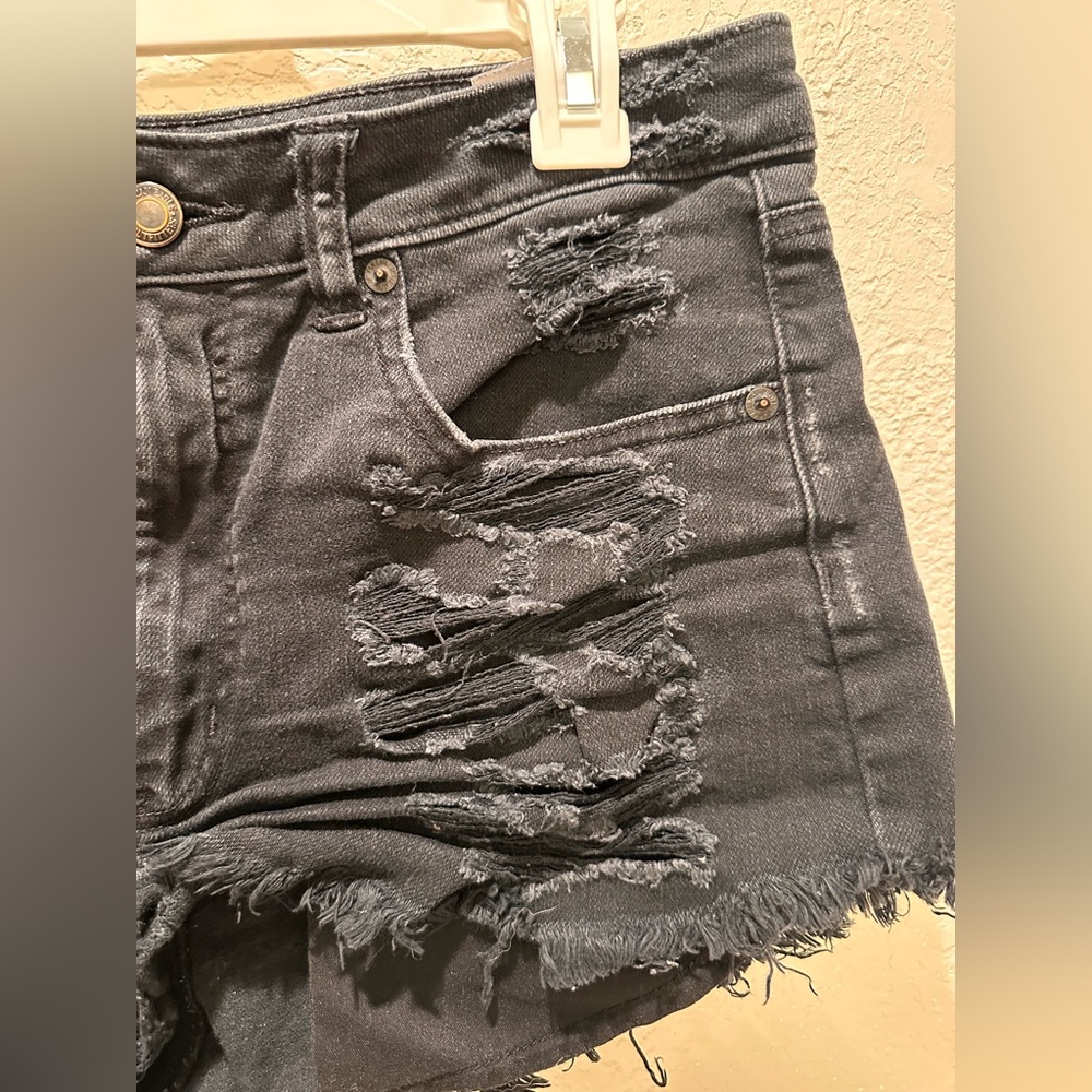 American Eagle Black Denim Shorts 6 - Picture 3 of 5